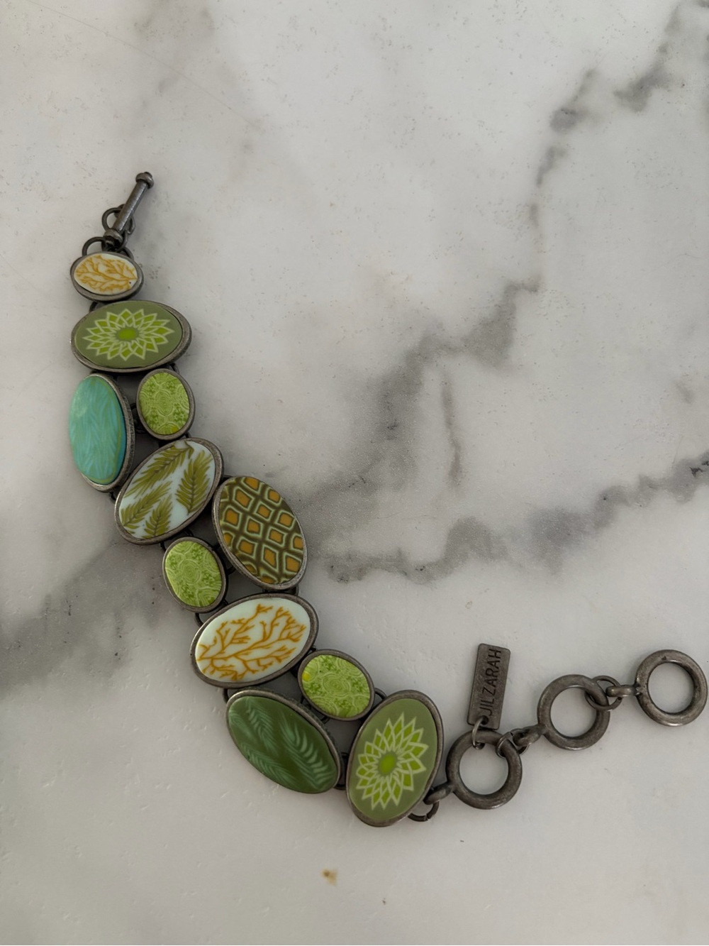 JilZarah Green Multi-Pattern cobblestone Statement Bracelet